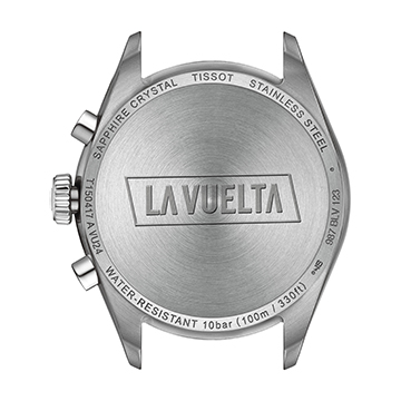 Tissot PR 100 'Vuelta' fekete chronograph férfi karóra hátlap Tissot PR 100 'Vuelta' fekete chronograph férfi karóra hátlap