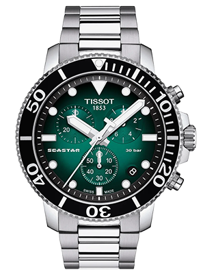 Tissot Seastar 1000 quartz zöld számlapos chronograph búváróra Tissot Seastar 1000 quartz zöld számlapos chronograph búváróra