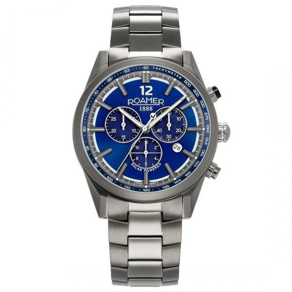 Roamer Helios Power titántokos solar kék férfi chronograph karóra 973981444520