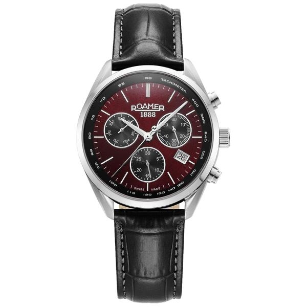 Roamer Pro Chrono bordó számlapos bőrszíjas chronograph férfi karóra 993819416502